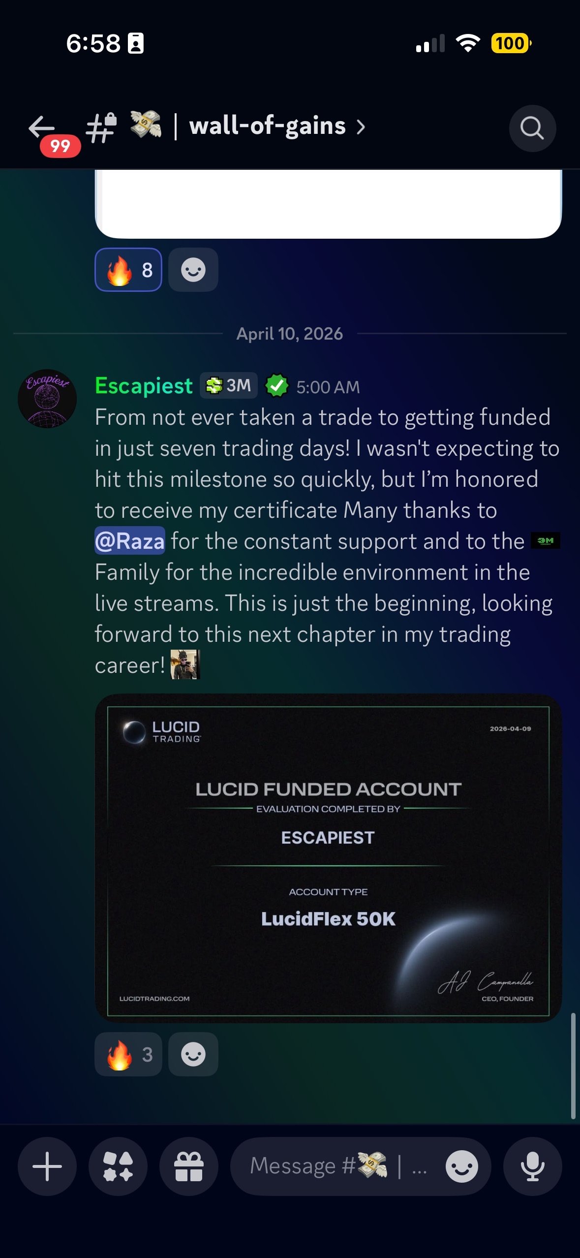 Trading result