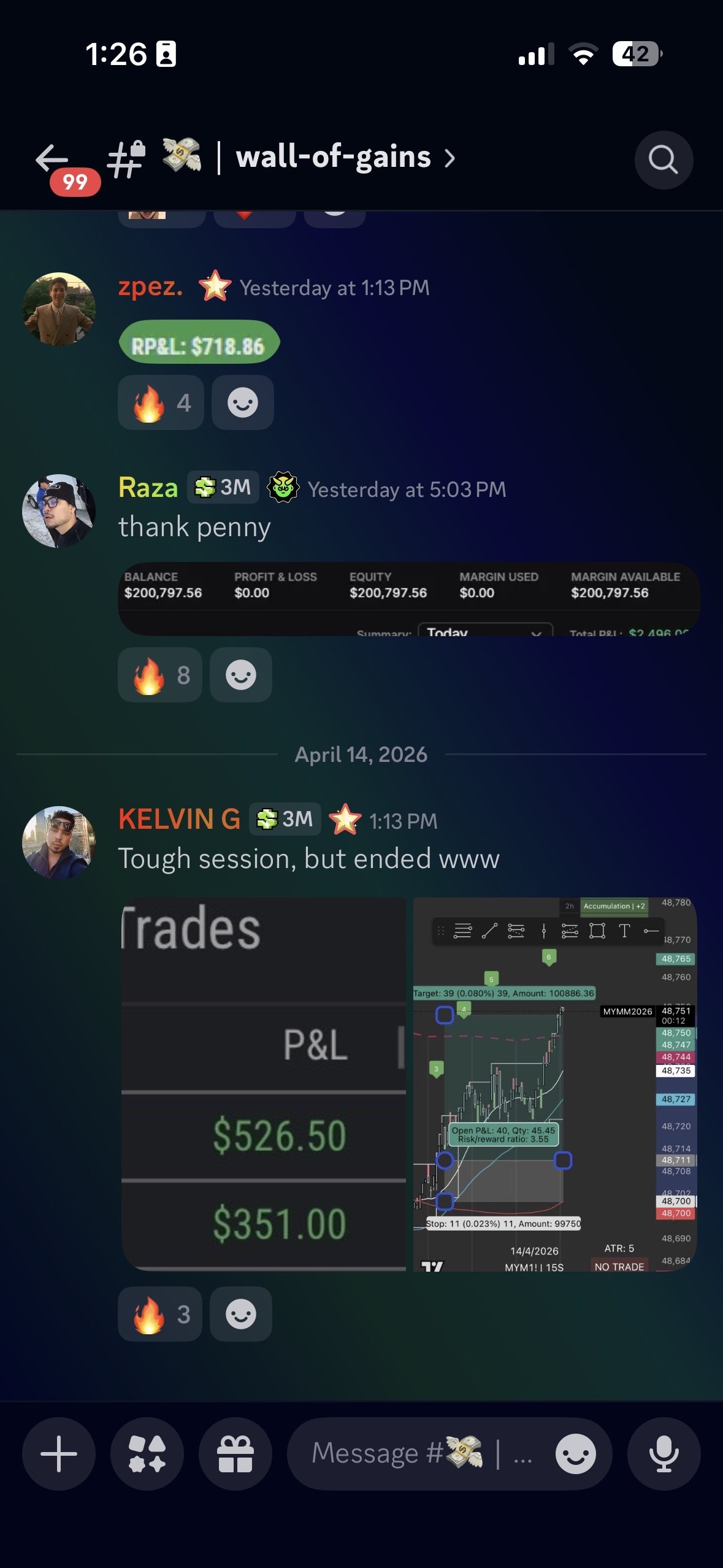 Trading result